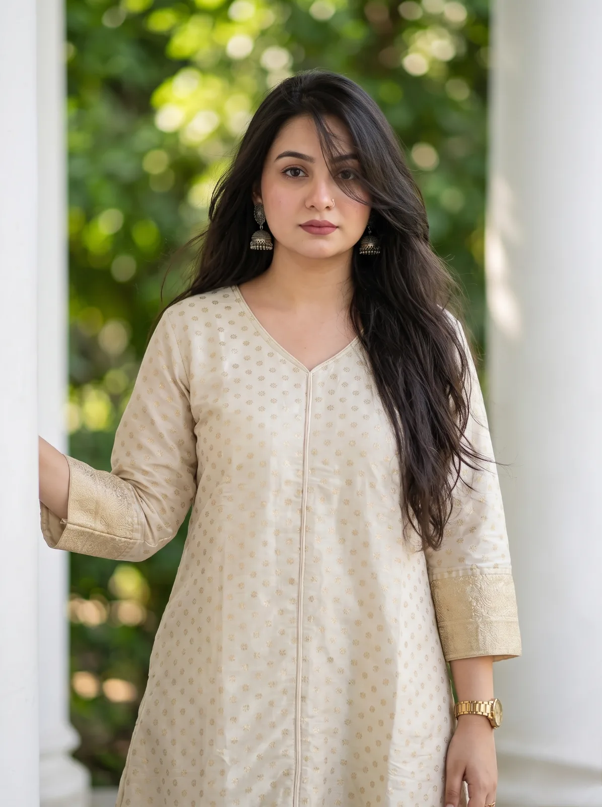 ONAM CREAM KURTI