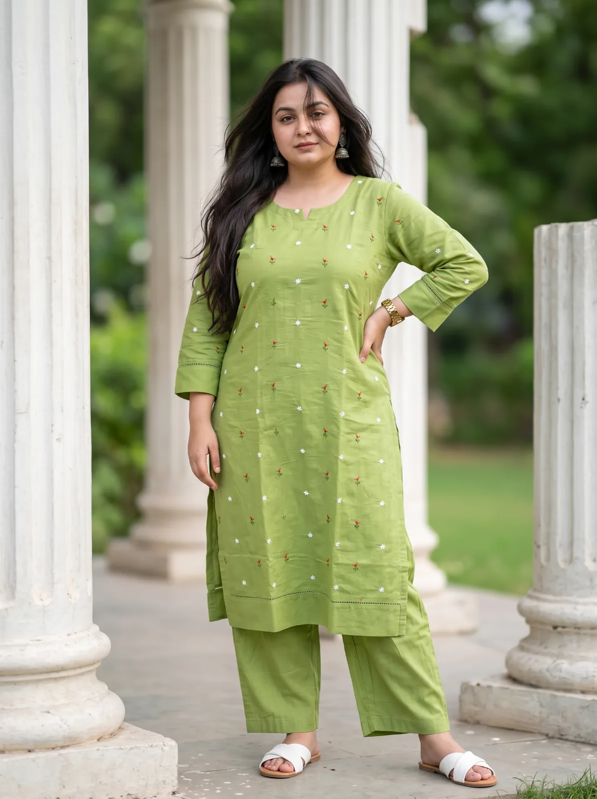 CHANDERI TOP BOTTOM SET
